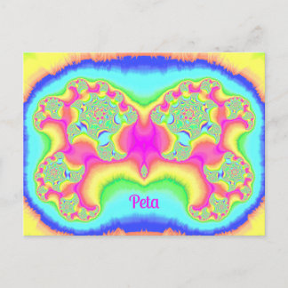 Carte Postale PETA ~ GRAS ~ FLUOR PINK ~ Conception Fractale 3D