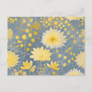 Carte Postale Pétales de Chrysanthème Jaune Romantique