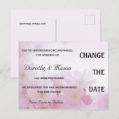 Carte Postale Pétales de rose rose pastel modifiable Mariage rep (Devant / Derrière)