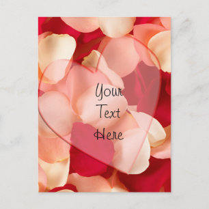 Carte Postale pétales haert et roses plaine
