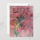 Carte Postale Pétales Mouillé Avec Fleur Dew Collage Média Mélan (Devant / Derrière)