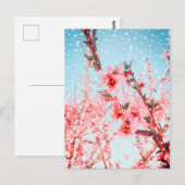 Carte Postale Pétales volants et fleurs roses (ou neige ?) (Devant / Derrière)