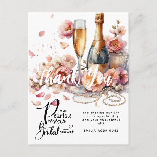 Carte Postale Petals Pearls Prosecco favorise la Fête des mariée (Devant)