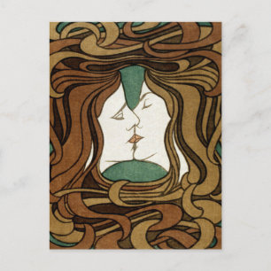 Carte Postale Peter Behrens Baiser Amour Art Nouveau Abstrait