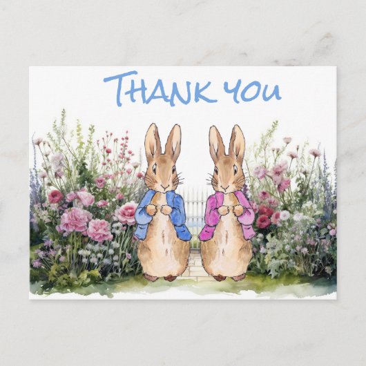 Carte Postale Peter et Flopsy dans leur jardin (Devant)