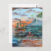 Carte Postale Peter Pan Hook's Cove Tinker Bell peinture (Devant / Derrière)