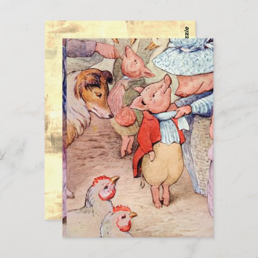 Carte Postale Peter Rabbit (porcelets) Papier de tissus (Devant / Derrière)
