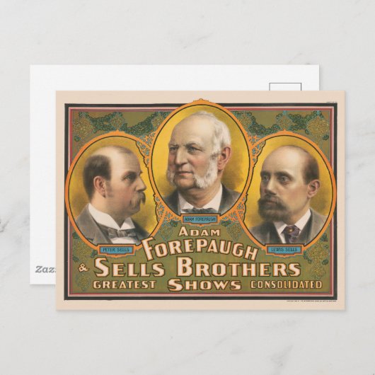 Carte Postale Peter Sells, Adam Forepaugh Et Lewis Sells (Devant / Derrière)