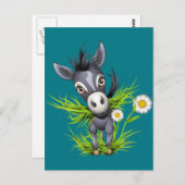 Carte Postale Petit âne gris brun (Devant / Derrière)