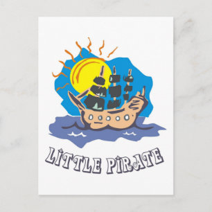 Carte Postale Petit bambin pirate sur voilier en mer