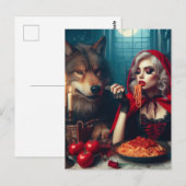 Carte Postale Petit Blonde Rouge cheveux Imaginaire foncé (Devant / Derrière)