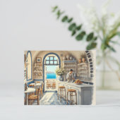 Carte Postale Petit café à Santorin (Debout devant)