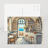 Carte Postale Petit café à Santorin (Devant / Derrière)