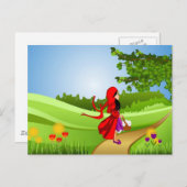 Carte Postale Petit chaperon rouge à pied (Devant / Derrière)