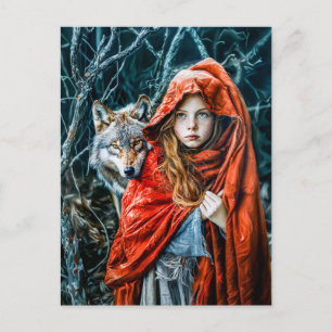 Carte Postale Petit chaperon rouge avec le loup