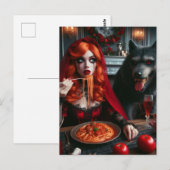 Carte Postale Petit Chaperon Rouge Dark Fantasy  (Devant / Derrière)