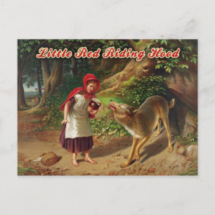 Carte Postale Petit chaperon rouge et grand méchant loup