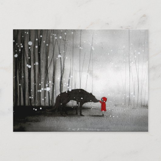 Carte Postale Petit Chaperon Rouge ~ Le Premier Toucher (Devant)