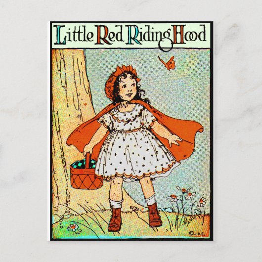 Carte Postale Petit Chaperon Rouge Vintage Mignon (Devant)