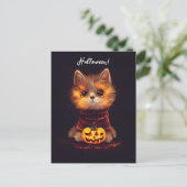 Carte Postale Petit chat mignon en costume d'Halloween. (Debout devant)