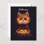 Carte Postale Petit chat mignon en costume d'Halloween. (Devant / Derrière)