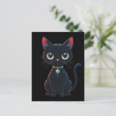 Carte Postale Petit Chat Noir Effrayant (Debout devant)