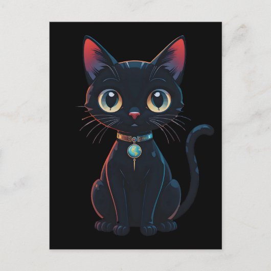 Carte Postale Petit Chat Noir Effrayant (Devant)