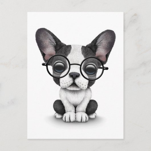 Carte Postale Petit Chien-chien français Chien-chien avec lunett (Devant)