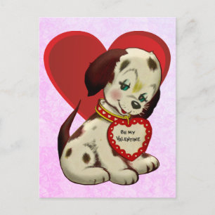 Carte Postale Petit Chien Vintage Petite-Fille Saint-Valentin