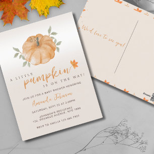 Carte Postale Petit Citrouille Automne Baby shower d'automne Inv