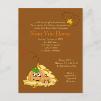 Carte Postale Petit Citrouille automne Baby shower Invitation