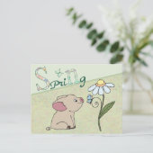 Carte Postale Petit cochon au printemps (Debout devant)