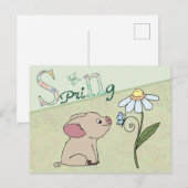 Carte Postale Petit cochon au printemps (Devant / Derrière)