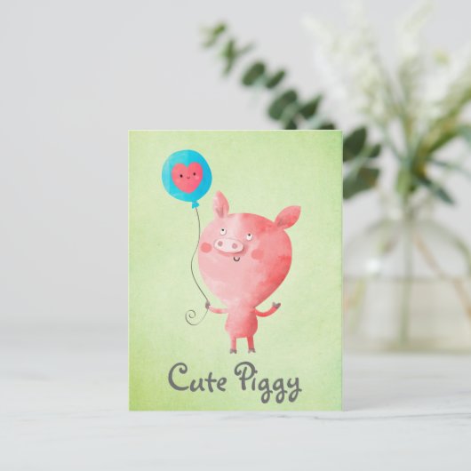 Carte Postale Petit Cochon mignon (Debout devant)