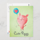 Carte Postale Petit Cochon mignon (Devant / Derrière)