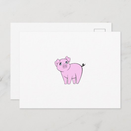 Carte Postale Petit Cochon, Petit Cochon, Chien, Cochon Rose, An (Devant / Derrière)