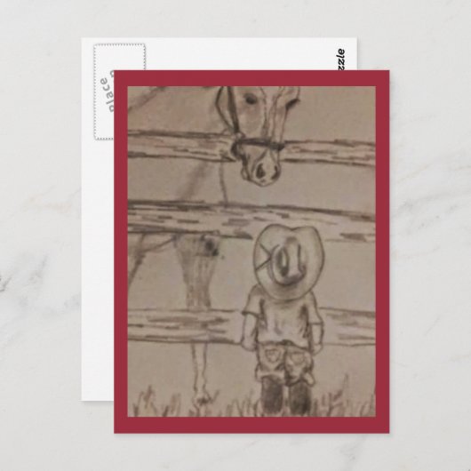 Carte Postale petit cowboy (Devant / Derrière)