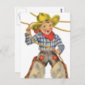 Carte Postale Petit Cowboy Avec Lariat (Devant / Derrière)