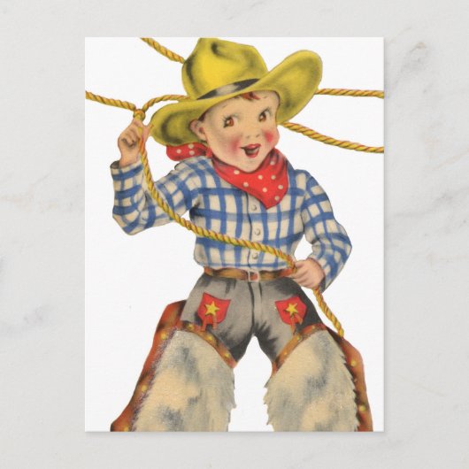 Carte Postale Petit Cowboy Avec Lariat (Devant)
