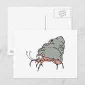 Carte Postale petit crabe à herbe mignonne (Devant / Derrière)