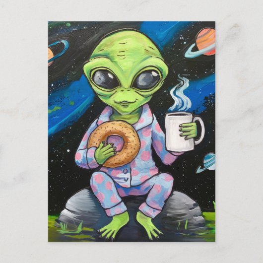 Carte Postale Petit déjeuner Alien (Devant)