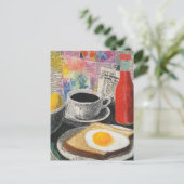 Carte Postale Petit-déjeuner Collage multimédia mixte (Debout devant)