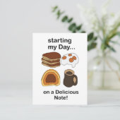 Carte Postale Petit déjeuner : commencer ma journée sur une note (Debout devant)