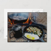 Carte Postale Petit déjeuner de cowboy décomposé dans le lit de  (Devant / Derrière)