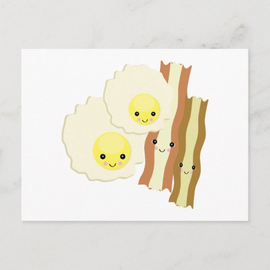 Carte Postale petit déjeuner kawaii heureux (Devant)