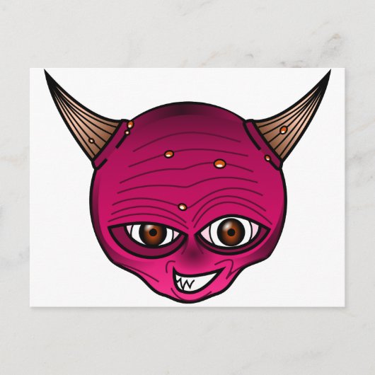 Carte Postale Petit Diable Cartoon Tête Cornes Visage Graphique (Devant)