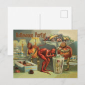 Carte Postale Petit Diable sur la Table, une fête d'Halloween (Devant / Derrière)