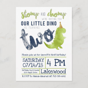 Carte Postale Petit Dino 2e Anniversaire Thème Dinosaure Garçon 