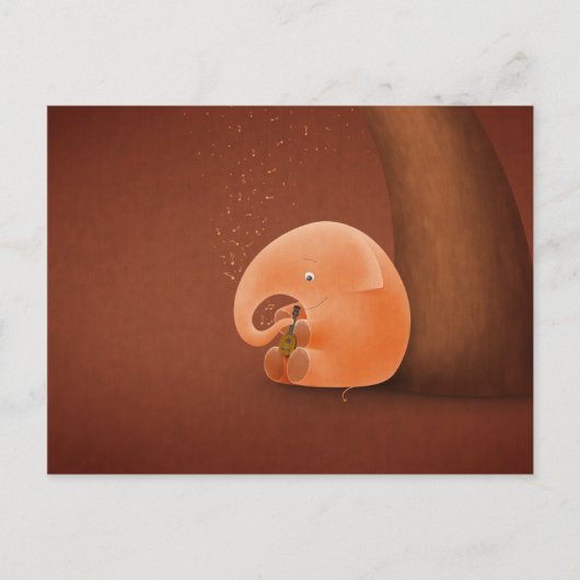 Carte Postale Petit éléphant, grande ukulélé (Devant)