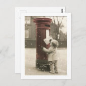Carte Postale Petit enfant postant sa lettre (Devant / Derrière)